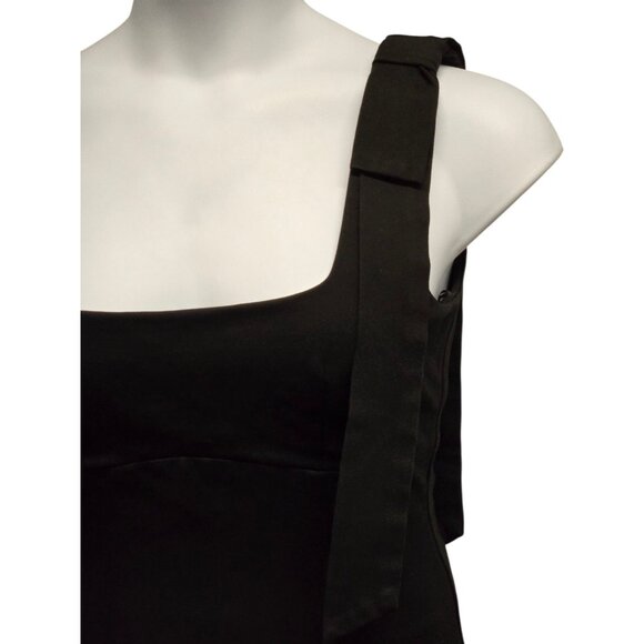 Elliatt Lucky Dress Medium Black Sleeveless Bow Accent Tiered Luxe Ponte Knit - Picture 6 of 11